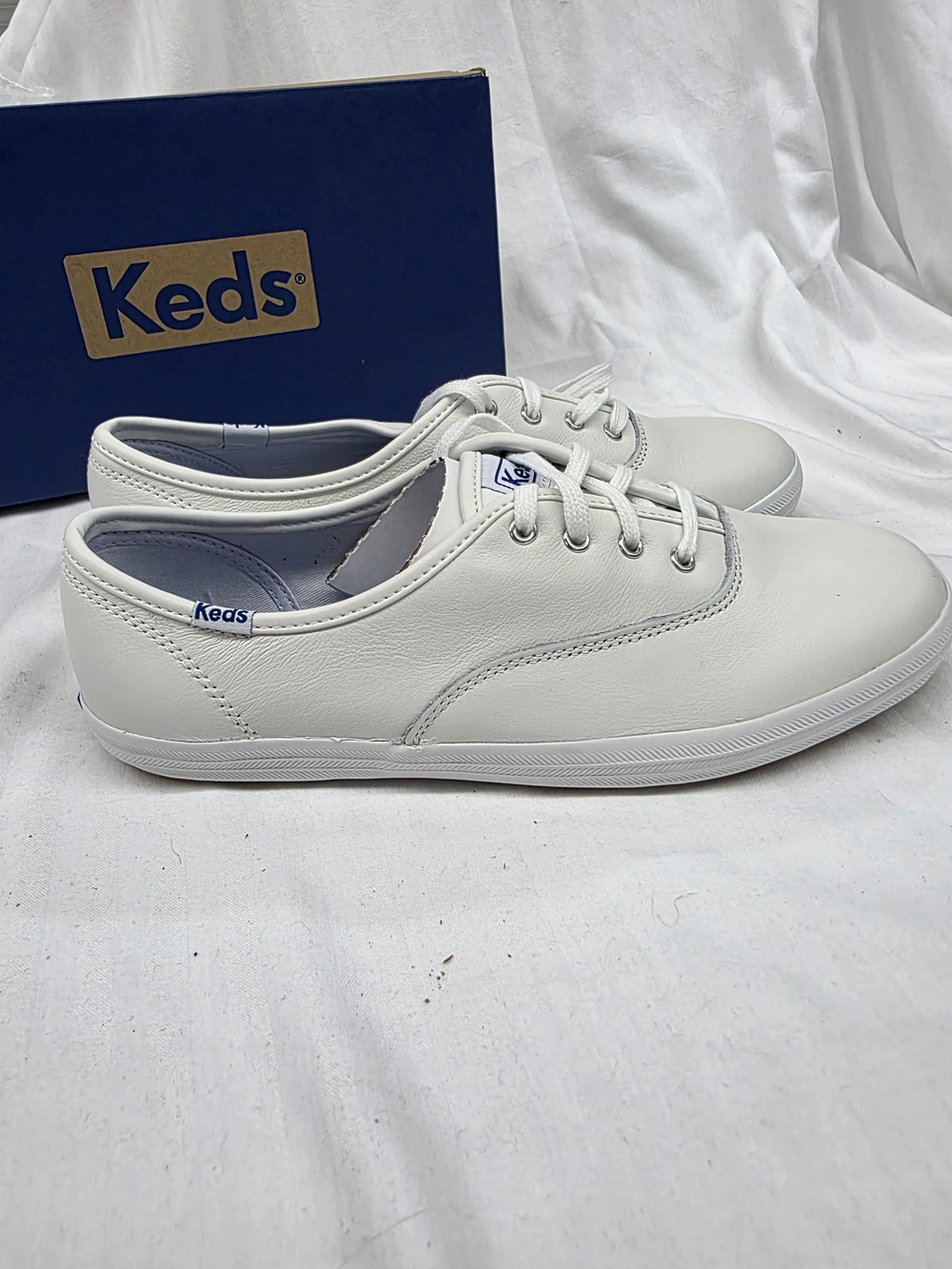 Keds White Leather Lace-Up Sneakers - Picture 6 of 9